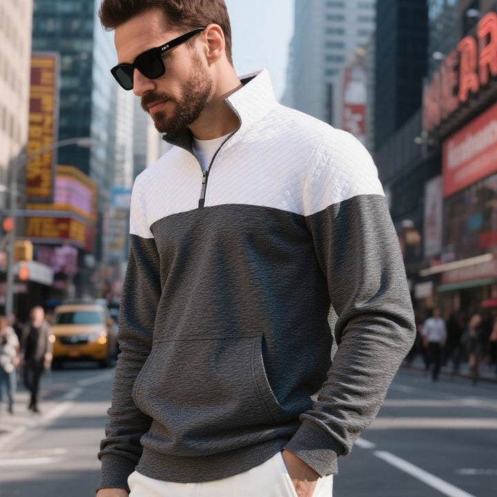 Herren modischer Sweatshirt mit hohem Kragen und zwei Taschen Echoarchiv