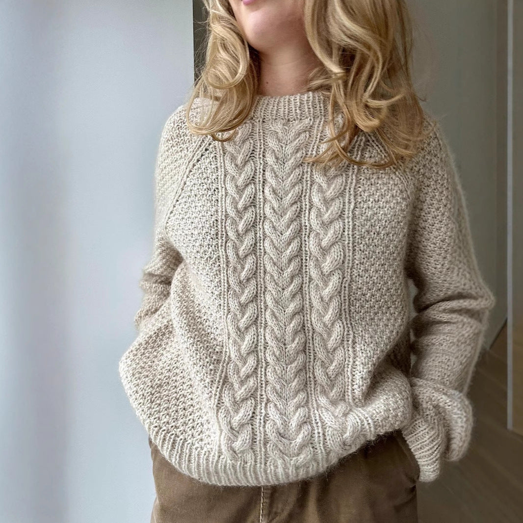 Damen Übergroßer Strickpullover mit Zopfmuster – Mavelle