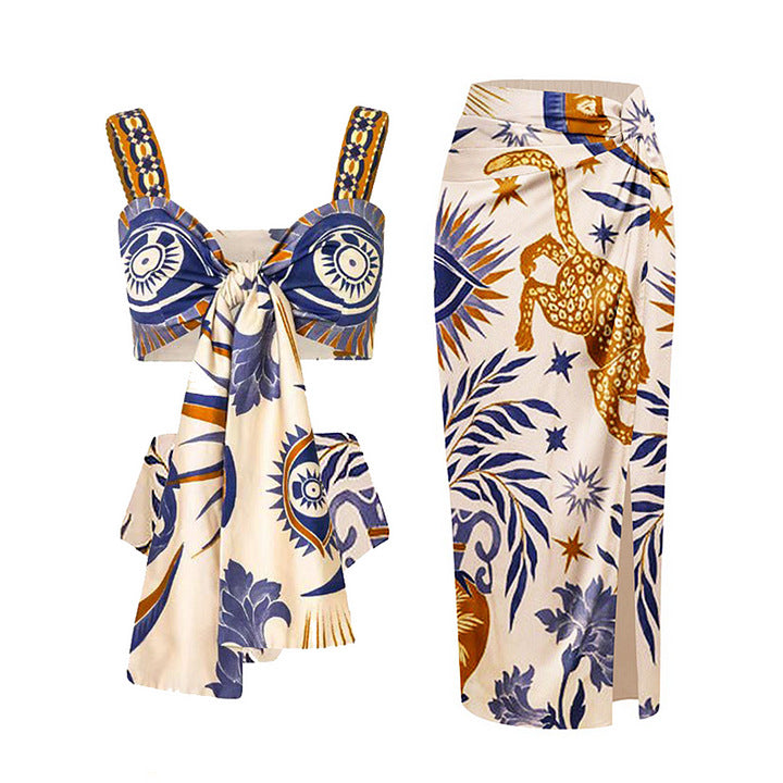Damen Crop-Top und Maxi-Rock Set Echo Archiv