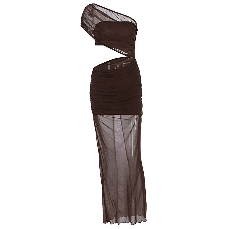 Damen asymmetrisches Wickelkleid mit raffinierten Rüschen und elegantem Schnitt Echo Archiv