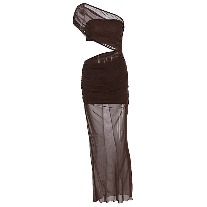 Damen asymmetrisches Wickelkleid mit raffinierten Rüschen und elegantem Schnitt Echo Archiv