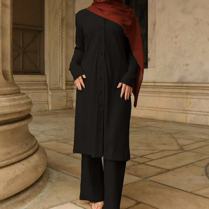 Damen Elegantes Zweiteiler-Set mit luftiger Bluse und weitem Hosen Echo Archiv