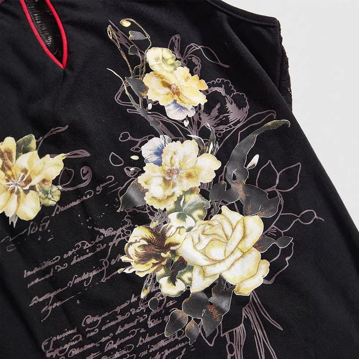 Damen Chinesisches Sticktop mit hochgeschlossenem Design und floralem Motiv Echo Archiv