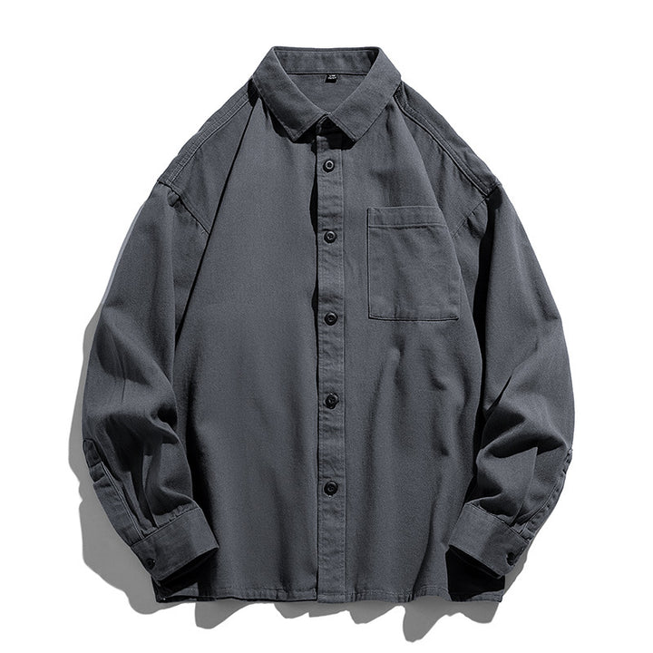 Herren Lockeres Overshirt-Hemd aus Baumwollmix mit Brusttasche und überschnittener Schulter Echoarchiv