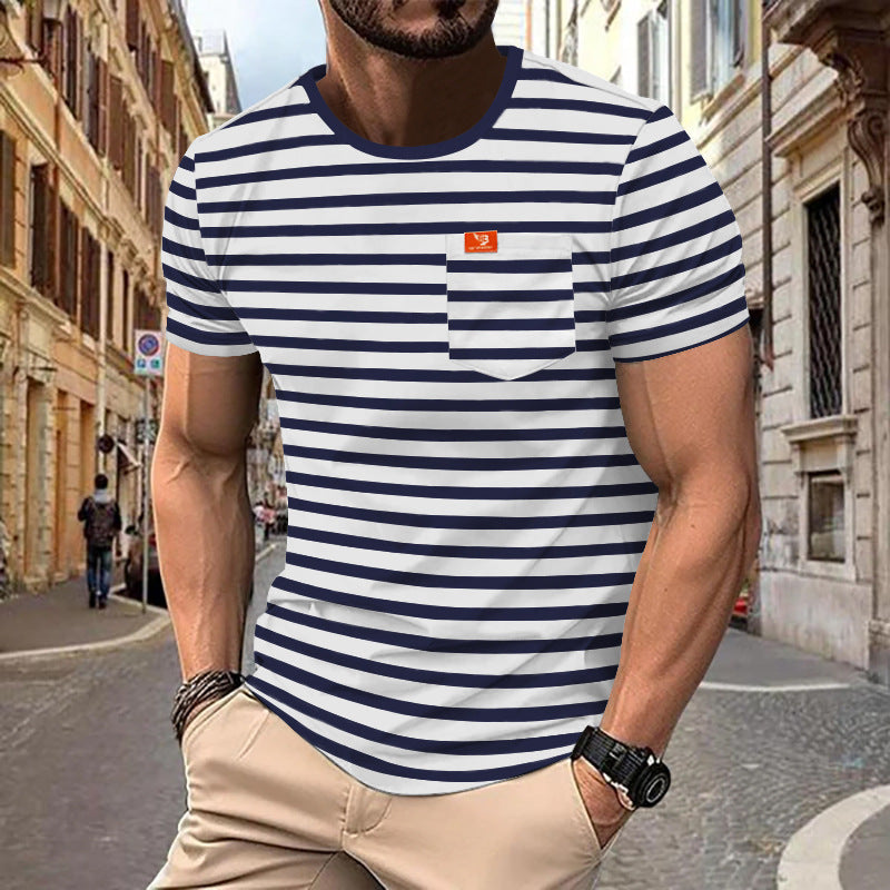 Herren gemustertes T-Shirt mit Brusttasche Echoarchiv