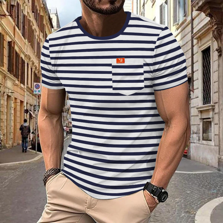 Herren gemustertes T-Shirt mit Brusttasche Echoarchiv