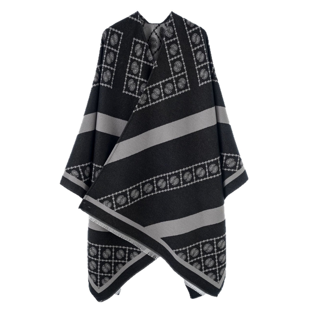 Damen Luxuriöses Jacquard-Überwurfcape mit kastiger Silhouette – Avérine