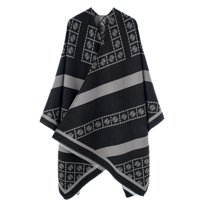 Damen Luxuriöses Jacquard-Überwurfcape mit kastiger Silhouette – Avérine