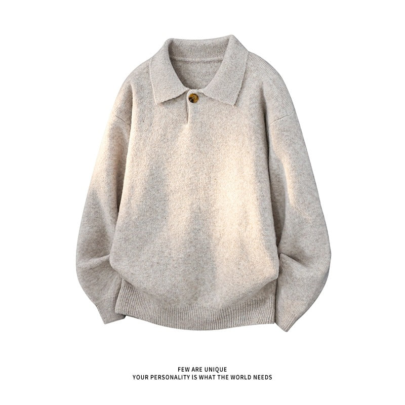 Damen Oversize-Strickpullover mit Polokragen und Ein-Knopf-Detail Echo Archiv