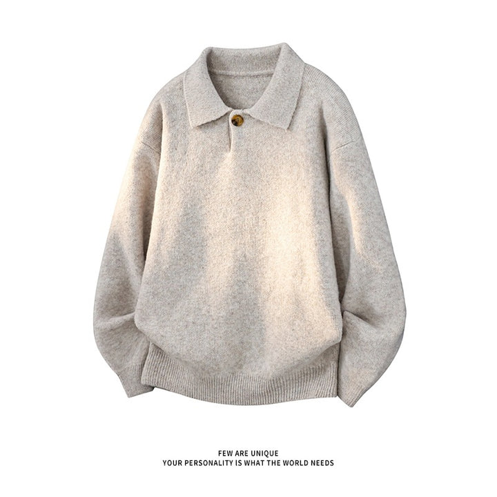 Damen Oversize-Strickpullover mit Polokragen und Ein-Knopf-Detail Echo Archiv