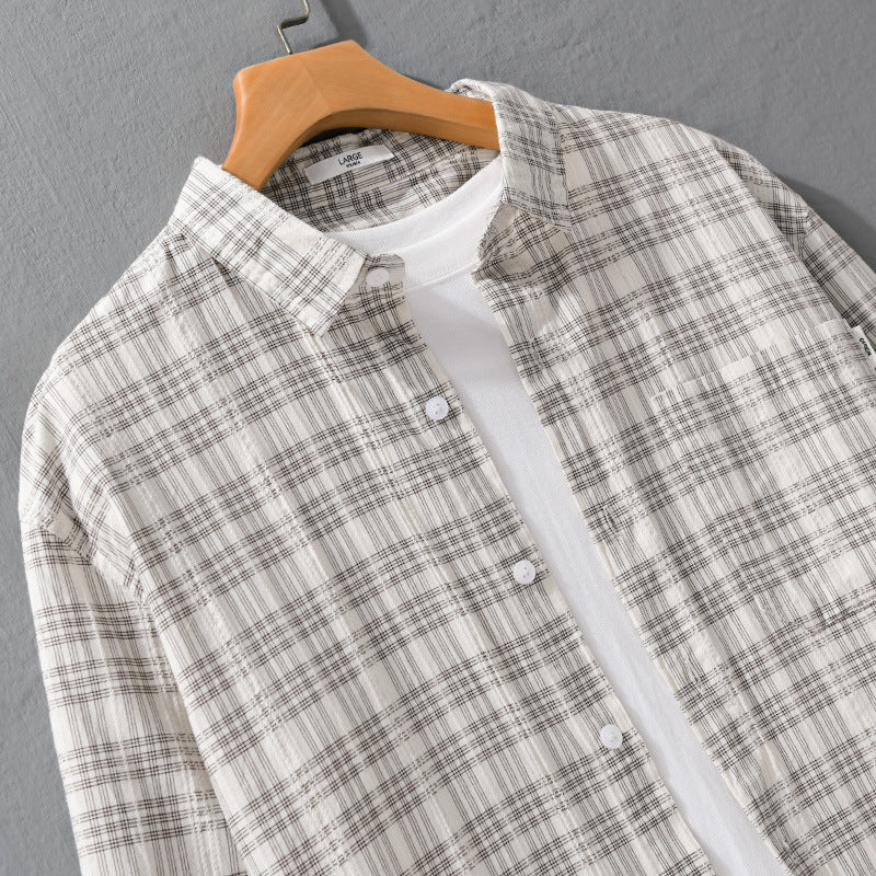 Herren Karierter Baumwoll-Overshirt im Relaxed-Fit mit Brusttasche und Soft‑Touch Echoarchiv
