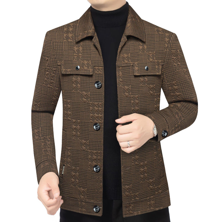 Herren Strukturiertes Overshirt im Glencheck-Relief mit Hemdkragen – Taviero