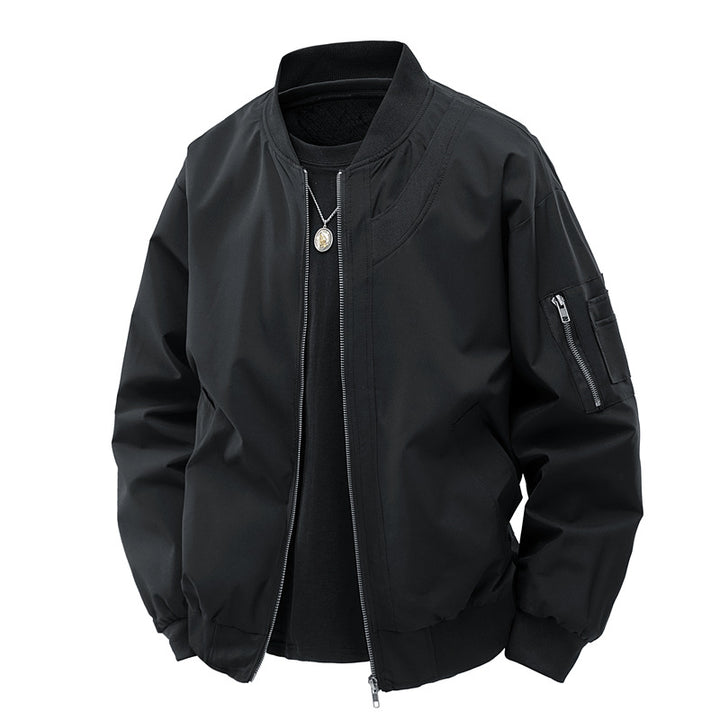 Herren Leichte Bomberjacke im minimalistischen Utility-Look mit Ärmeltasche & Rippbündchen Echoarchiv