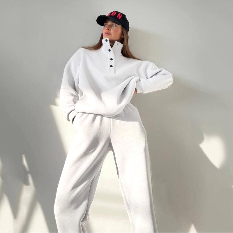 Damen nan kuscheliges Oversize Fleece-Set mit Stehkragen und Jogger Echo Archiv