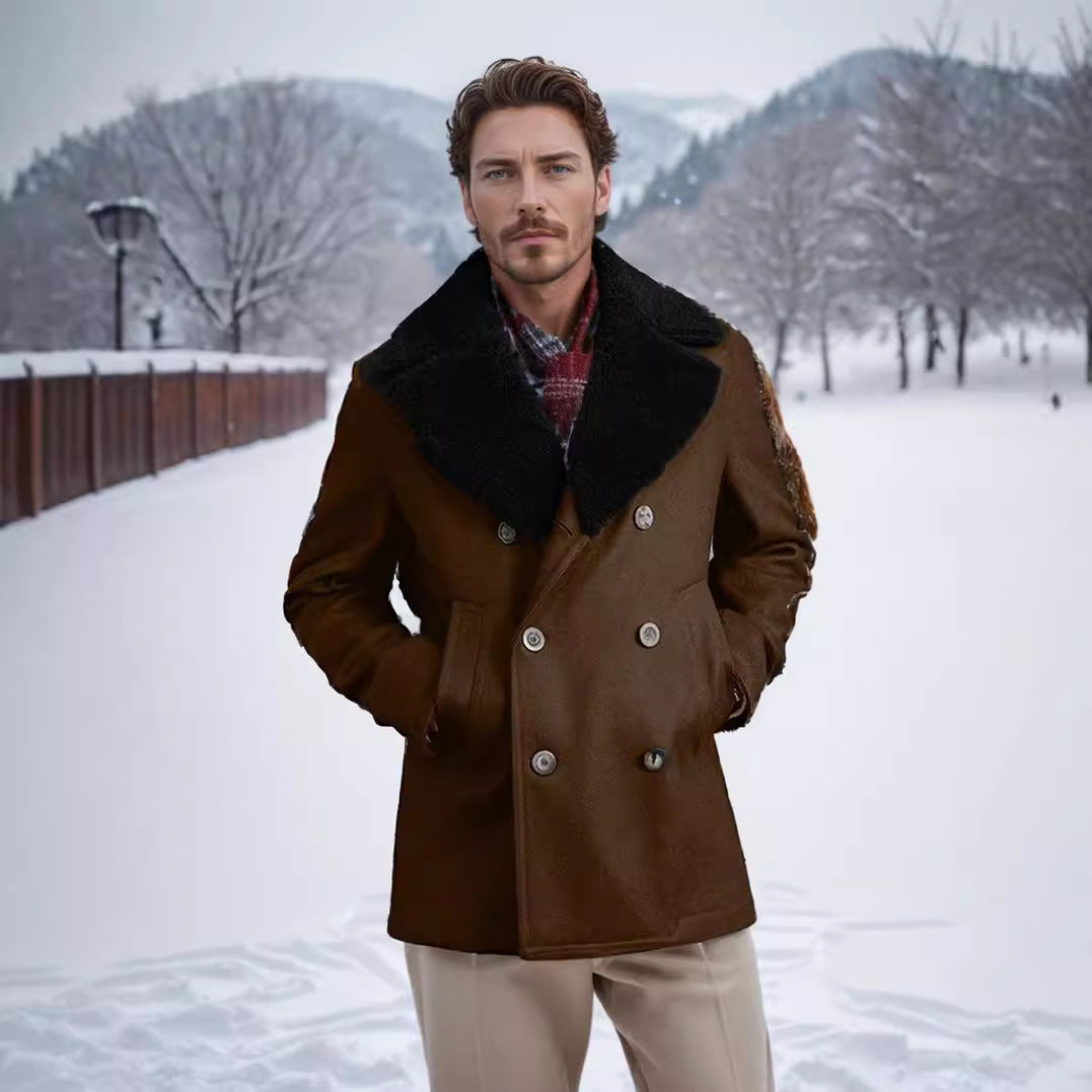 Herren eleganter Lammfell-Bomberjacke Echoarchiv