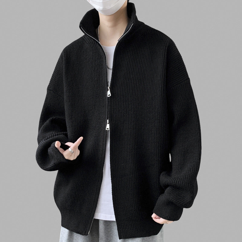 Herren Stylische Strickjacke mit hohem Kragen und Reißverschluss – Taviero