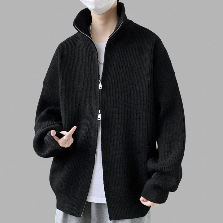 Herren Stylische Strickjacke mit hohem Kragen und Reißverschluss – Taviero