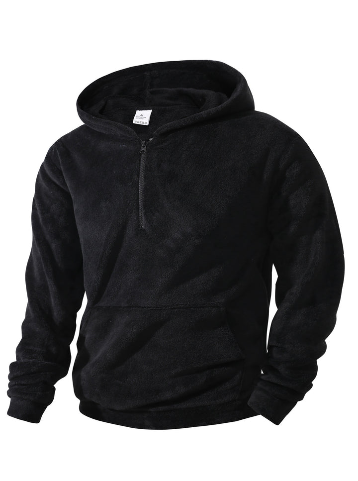 Herren kuscheliger Microfleece-Hoodie mit Halbzip, Kapuze und Kängurutasche – Cavarno