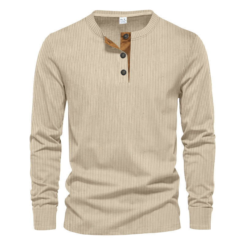 Herren Langarm-Henley-Shirt mit strukturiertem Design Echoarchiv