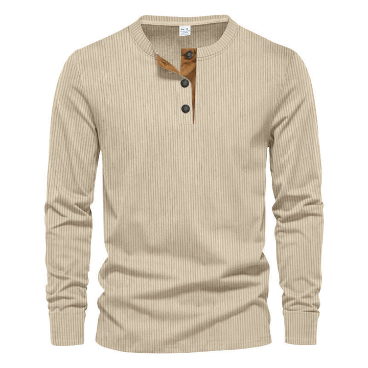 Herren Langarm-Henley-Shirt mit strukturiertem Design Echoarchiv
