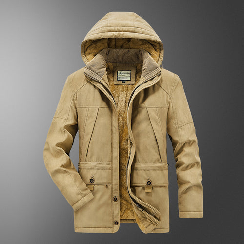 Herren gefütterter Kapuzenparka mit Thermo-Teddyfutter, winddichter Baumwollmix-Außenschale und Mehrfachtaschen Echo Archiv