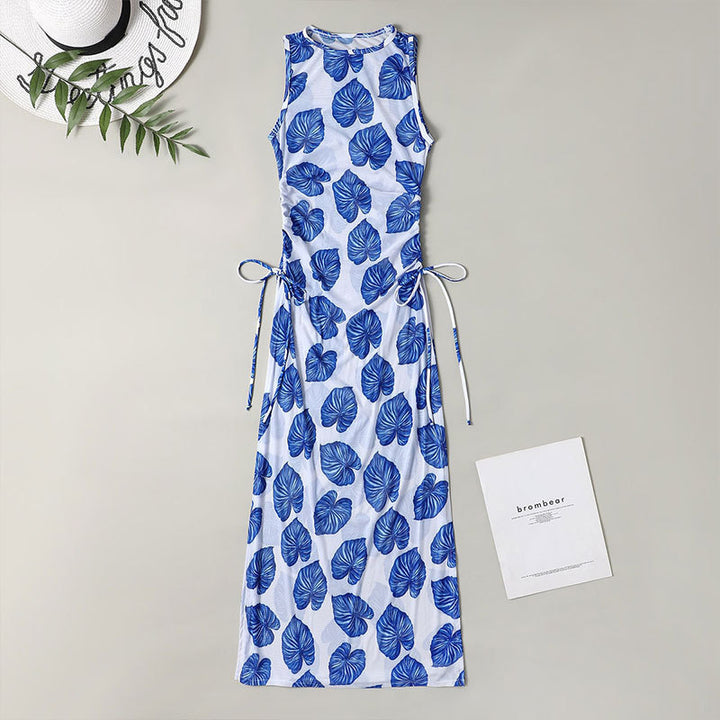 Damen Maxikleid mit floralem Muster und seitlichen Bindebändern Echo Archiv