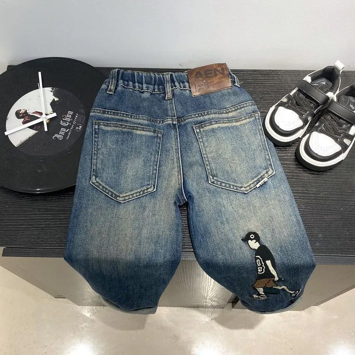 Unisex bequeme und lässige Denim-Hose mit elastischem Bund Echo Archiv