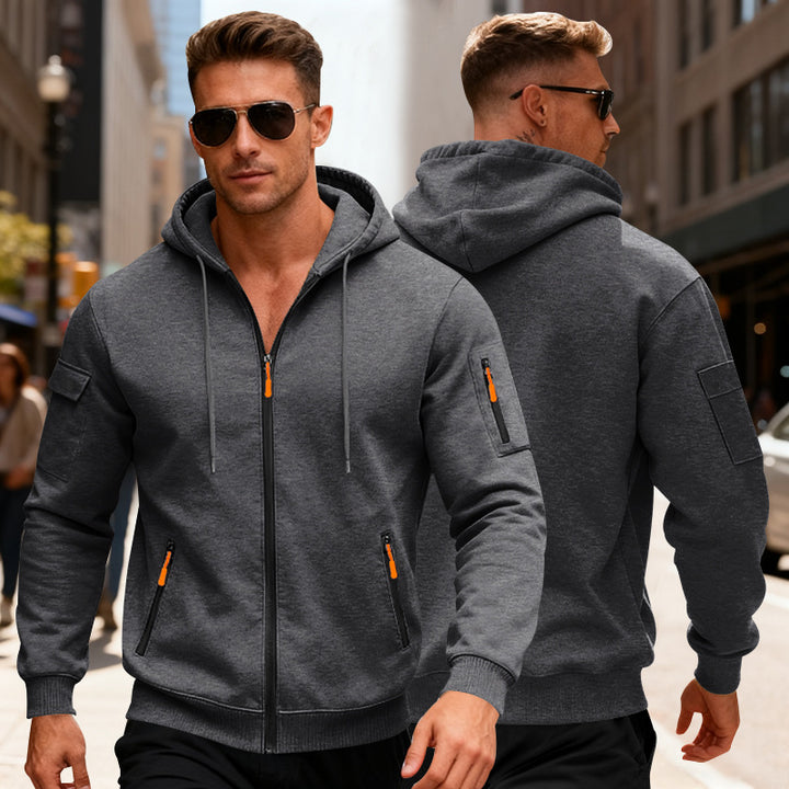 Herren funktionale Kapuzenjacke mit innovativem Reißverschluss Echoarchiv