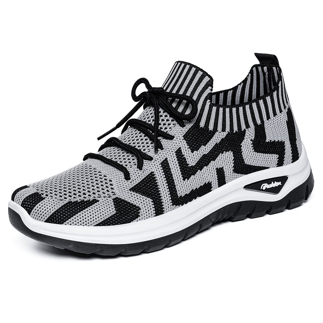 Damen nan gestrickter Sockensneaker mit Jacquard-Muster, elastischem Schaft, integrierter Schnürung und stoßdämpfender Profilsohle Echo Archiv