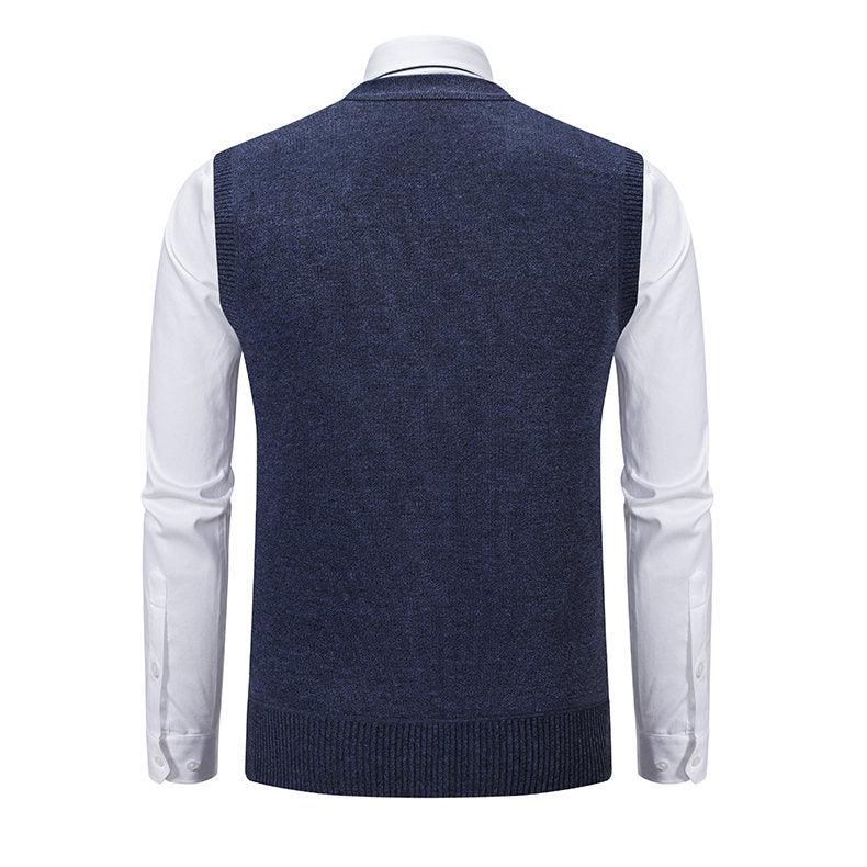 Herren elegante Strickweste mit modernem Rautenmuster und praktischen Taschen Echoarchiv