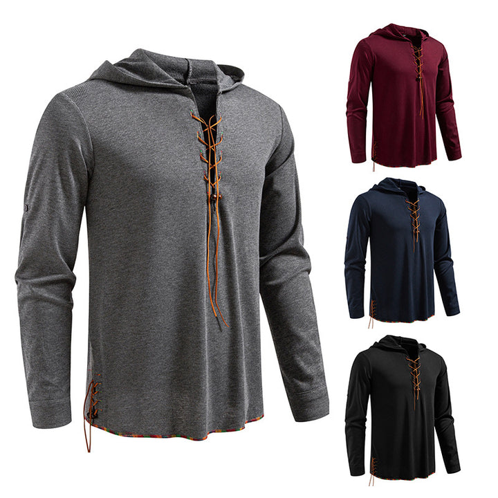 Herren lässiges Hoodie mit dekorativer Schnürung Echoarchiv