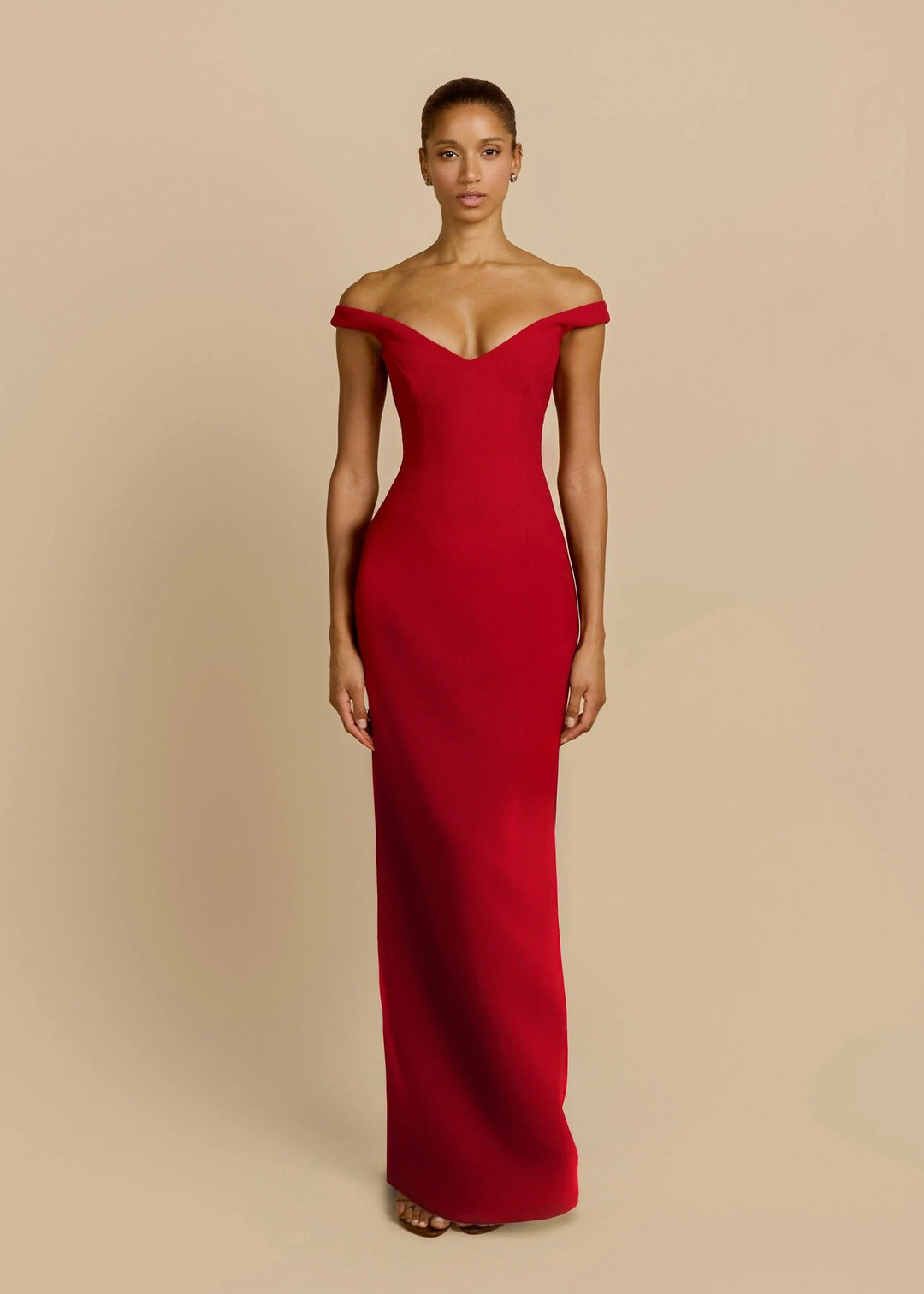 Damen Schlichtes Off-Shoulder-Maxikleid Echo Archiv
