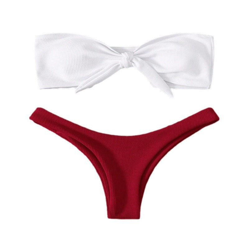 Damen Bandeau-Bikini mit modischem Knoten und hohem Beinausschnitt Echo Archiv