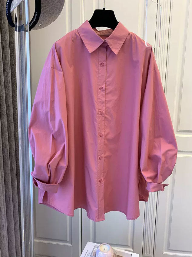 Damen Oversize-Hemdbluse mit Ballonärmeln und klassischem Kragen Echo Archiv