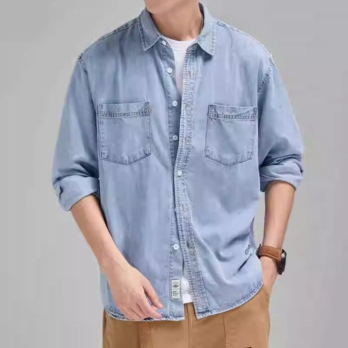 Herren Denim-Hemdjacke mit praktischen Brusttaschen Echoarchiv