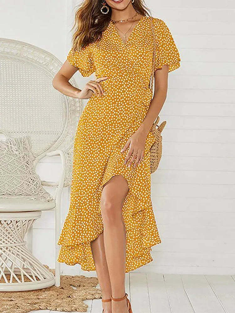 Damen Maxikleid mit floralem Design und schwingendem Saum Echo Archiv
