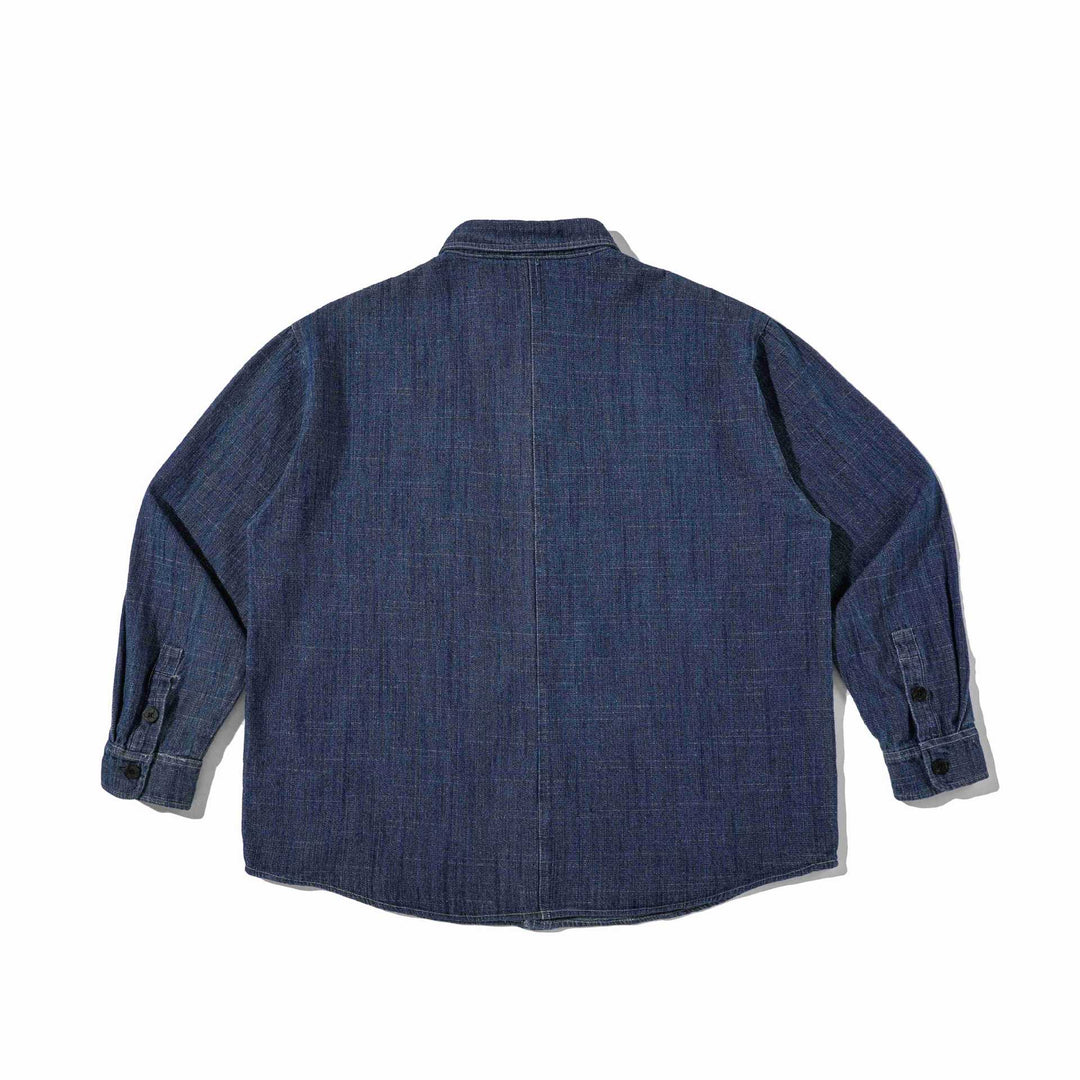 Herren Robustes Denim-Worker-Overshirt mit Brusttaschen und Hemdkragen Echoarchiv