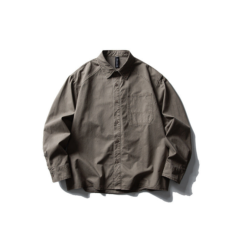 Herren Oversize-Hemdjacke aus robustem Baumwoll-Twill mit aufgesetzter Brusttasche und geradem Saum Echoarchiv