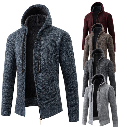 Herren gemütlicher Strickhoodie mit kuscheligem Innenfutter Echoarchiv