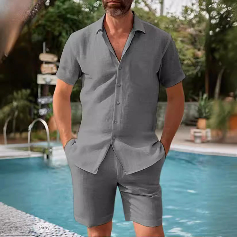 Herren luftiges Kurzarm-Hemd und Shorts Set Echoarchiv