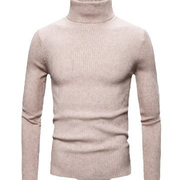 Herren Ripp-Strickpullover mit hohem Kragen und körpernahem Schnitt Echoarchiv