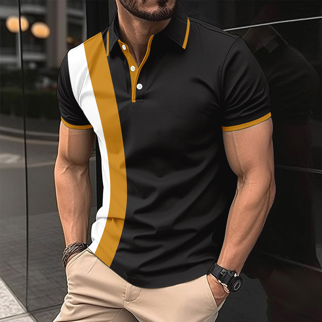 Herren Sportliches Kurzarmhemd mit modernem Farbblock-Design Echoarchiv
