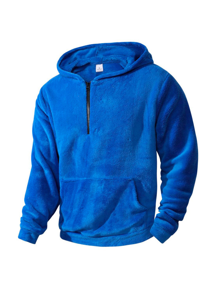 Herren kuscheliger Microfleece-Hoodie mit Halbzip, Kapuze und Kängurutasche – Cavarno
