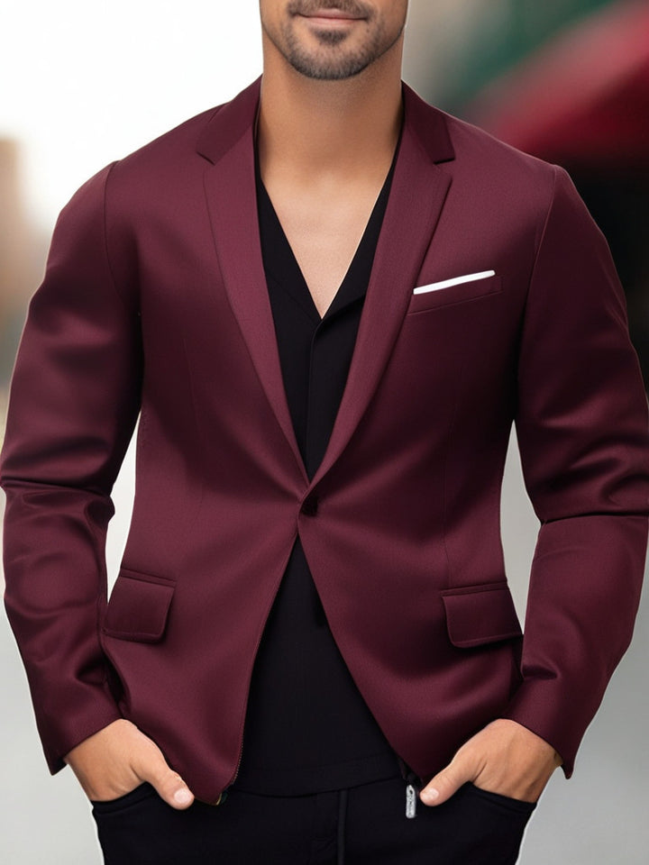 Herren eleganter und stilvoller Blazer mit farblich abgesetztem Revers Echoarchiv