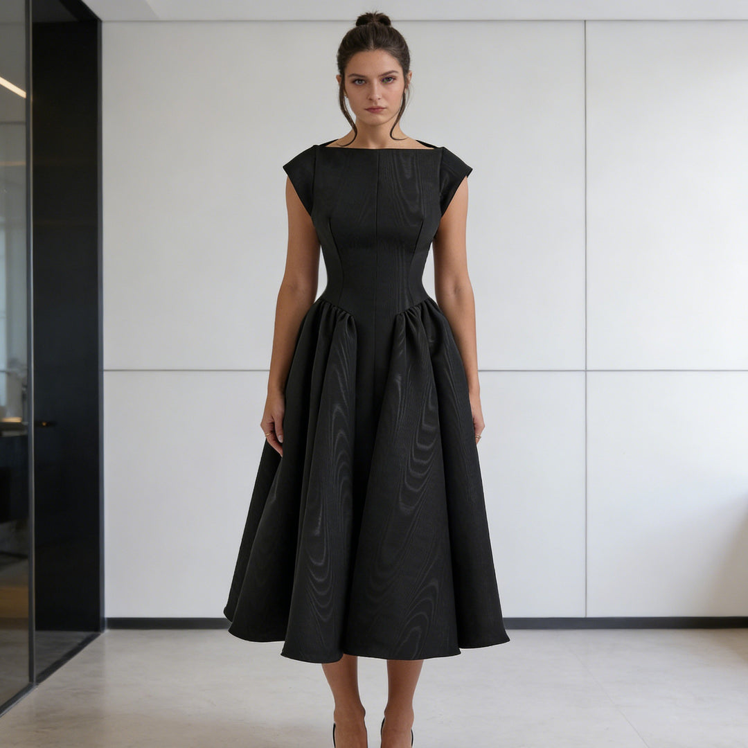 Damen Elegantes A-Linien Kleid mit breitem Saum und tailliertem Oberteil Echo Archiv