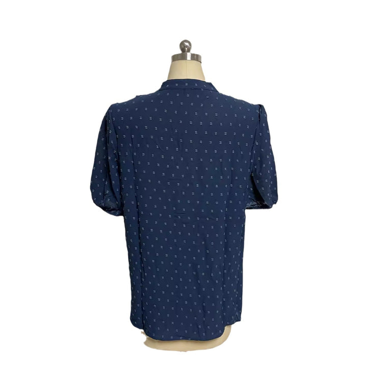 Damen nan semitransparente Dobby-Bluse mit Stehkragen, Häkelblende und Puffärmeln Echo Archiv