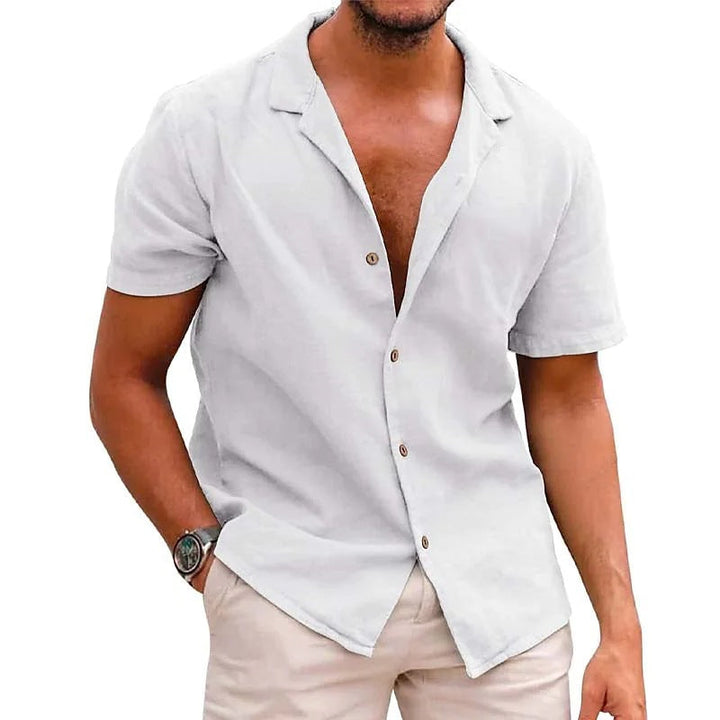 Herren kurzärmliges Leinenhemd Echoarchiv