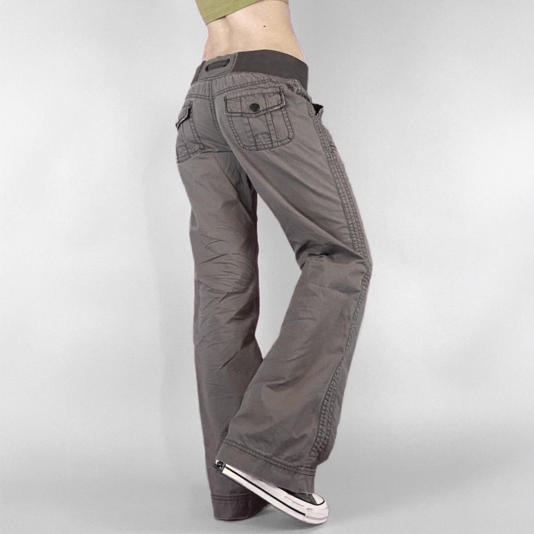 Damen nan Highwaist Schlaghose mit weitem Bein, hohem Bund und Gürtelschlaufen Echo Archiv