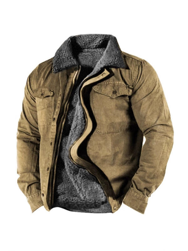 Herren Winterjacke mit warmem Kunstfellfutter und praktischem Knopfverschluss Echoarchiv