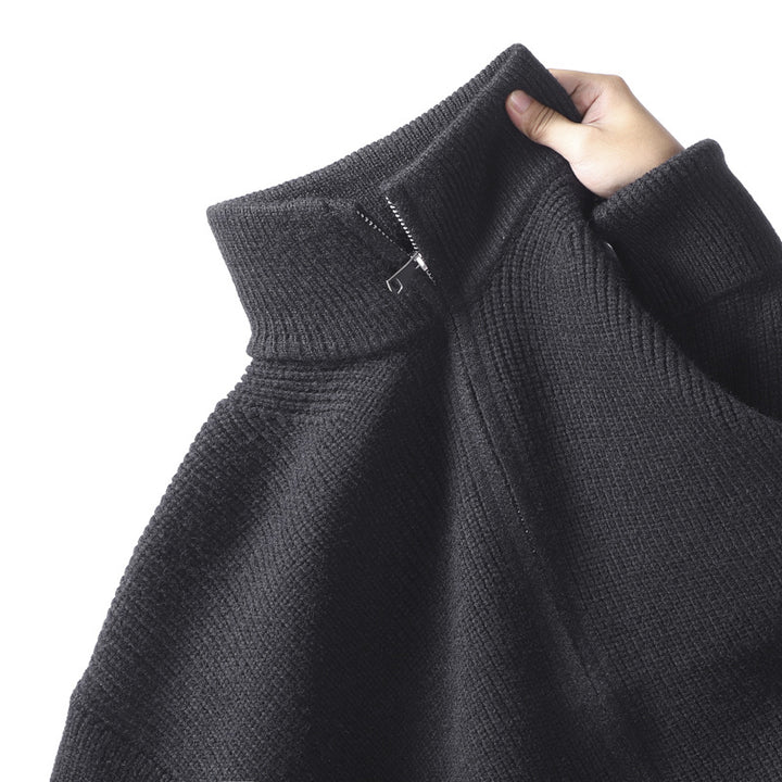 Herren Stylische Strickjacke mit hohem Kragen und Reißverschluss – Taviero